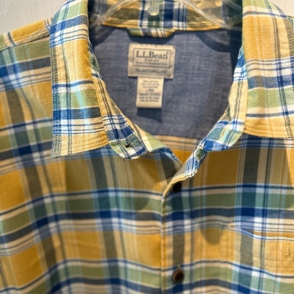 LL Bean Plaid Flannel Shirt Mens Size Large Regular Traditional Fit Button-Up - Picture 5 of 8